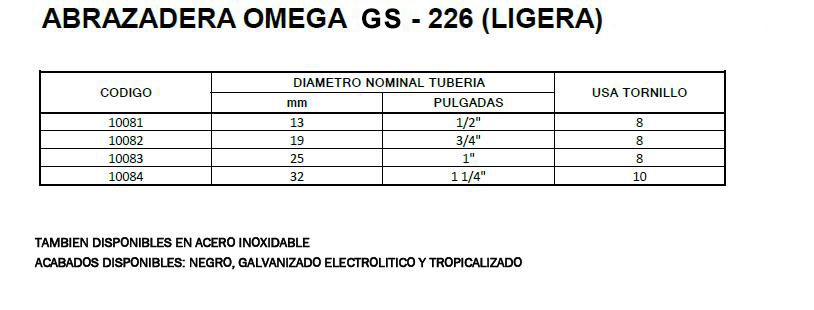 ABRAZADERA OMEGA GS 226 LIGERA